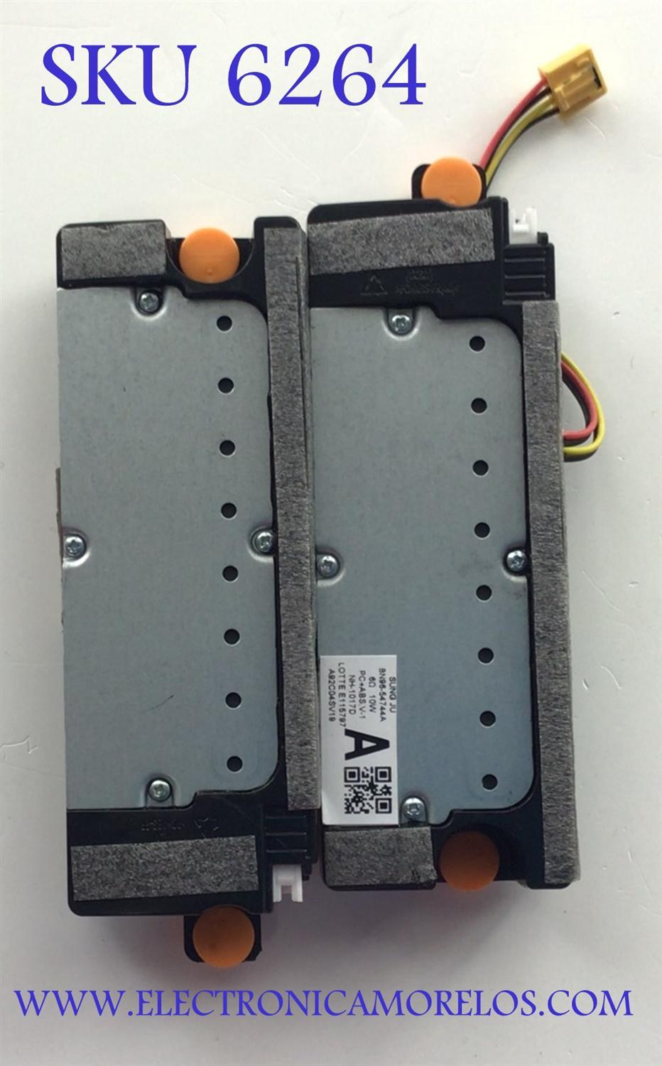 KIT DE BOCINAS (2PZS) SAMSUNG / NUMERO DE PARTE BN96-54744A / 6Ω 10W / PC+ABS,V-1 / NH-1017D / E115797 / A92C04SV19 / BN9654744A / 54744A / NUMERO DE PANEL CY-AB055FLLV3H / MODELO QN55595BAFXZA